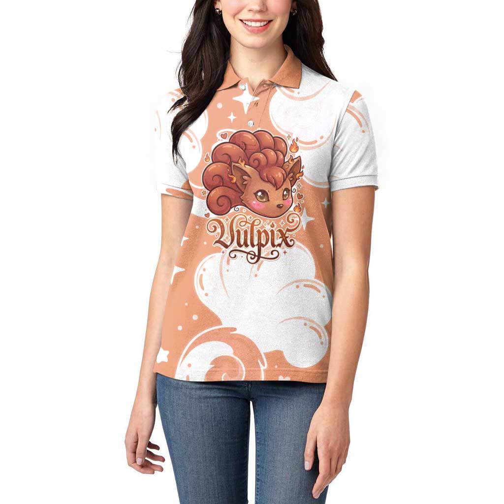 Vulpix Women Polo Shirt Vintage Flame Swirl Art