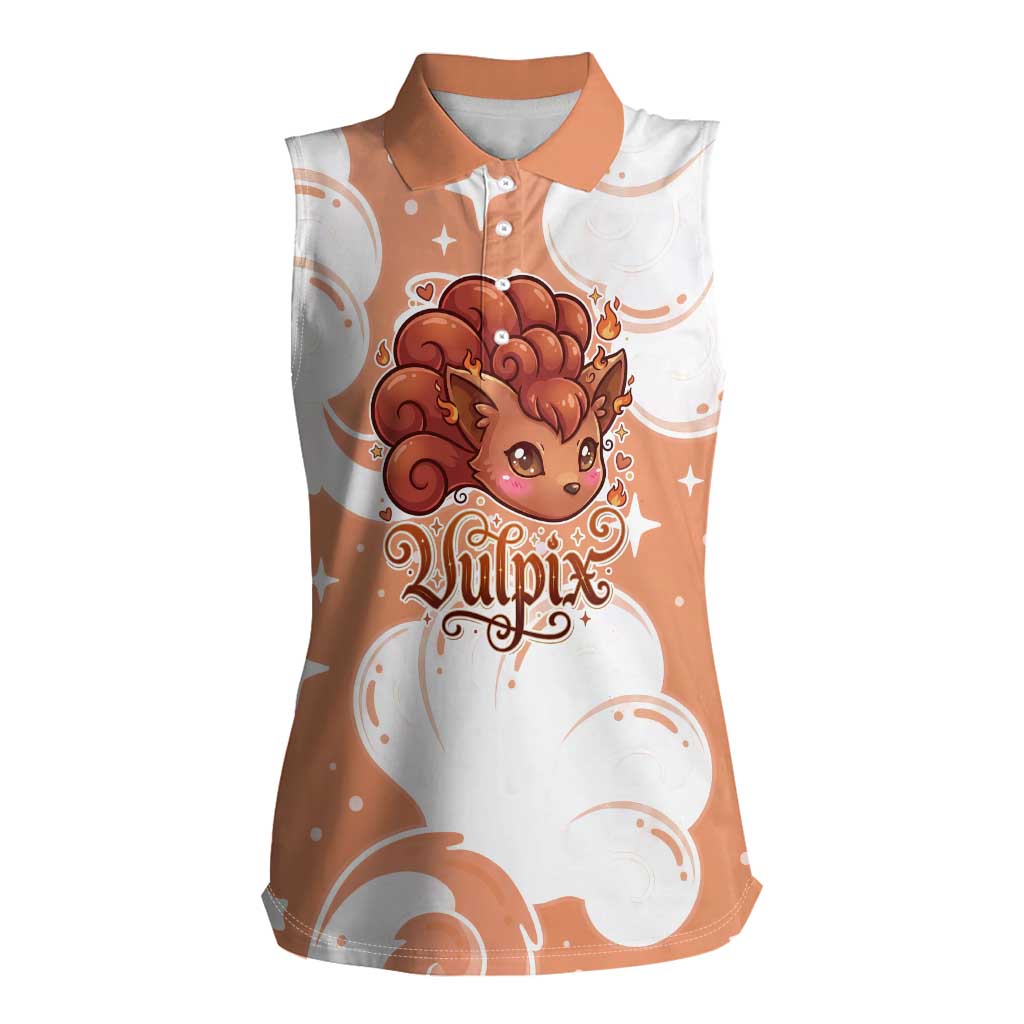 Vulpix Women Sleeveless Polo Shirt Vintage Flame Swirl Art