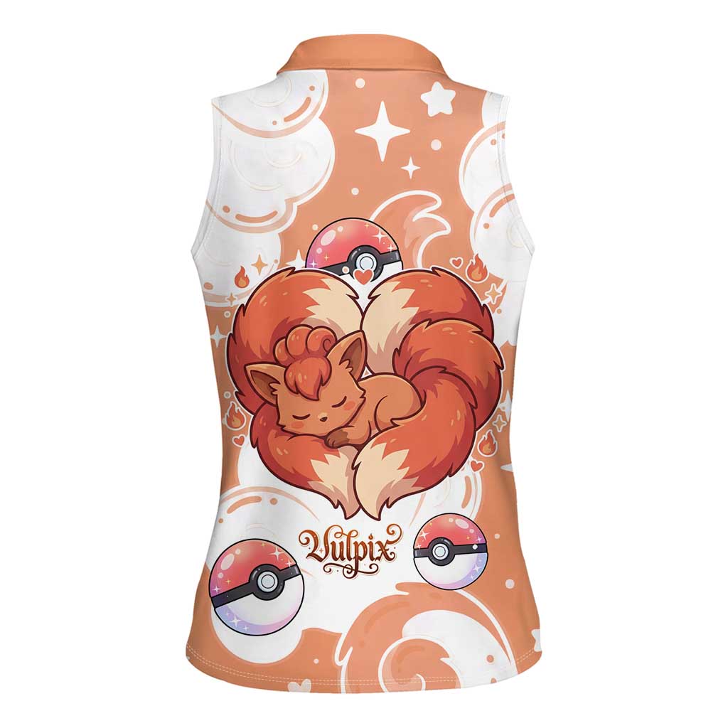 Vulpix Women Sleeveless Polo Shirt Vintage Flame Swirl Art