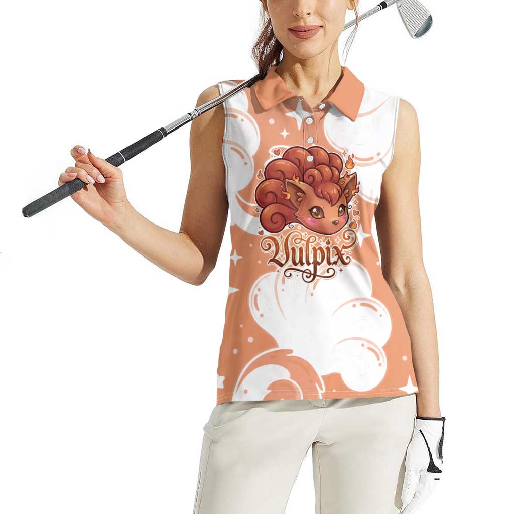 Vulpix Women Sleeveless Polo Shirt Vintage Flame Swirl Art