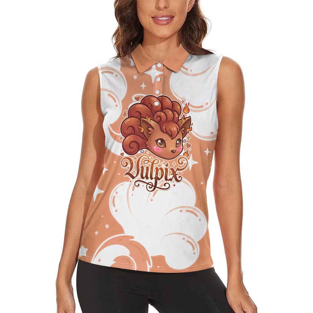 Vulpix Women Sleeveless Polo Shirt Vintage Flame Swirl Art