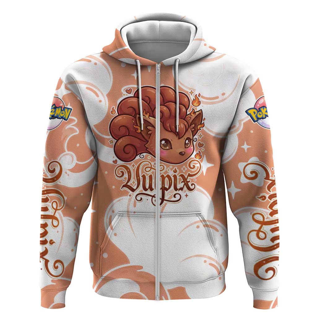 Vulpix Zip Hoodie Vintage Flame Swirl Art