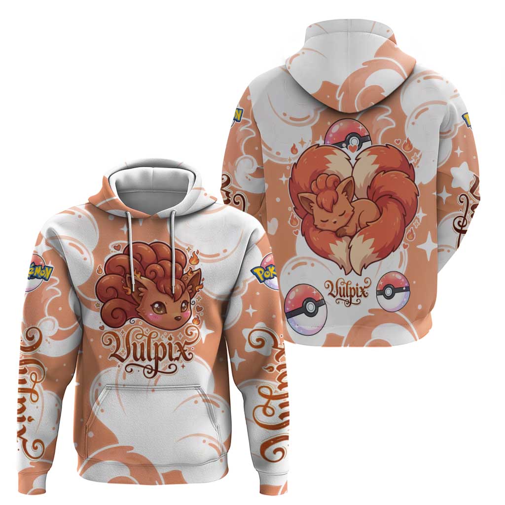 Vulpix Zip Hoodie Vintage Flame Swirl Art