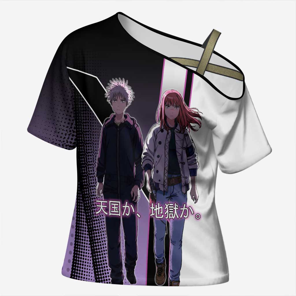 Heavenly Delusion Duo Cross Shoulder Shirt Post-Apocalyptic Manga Style