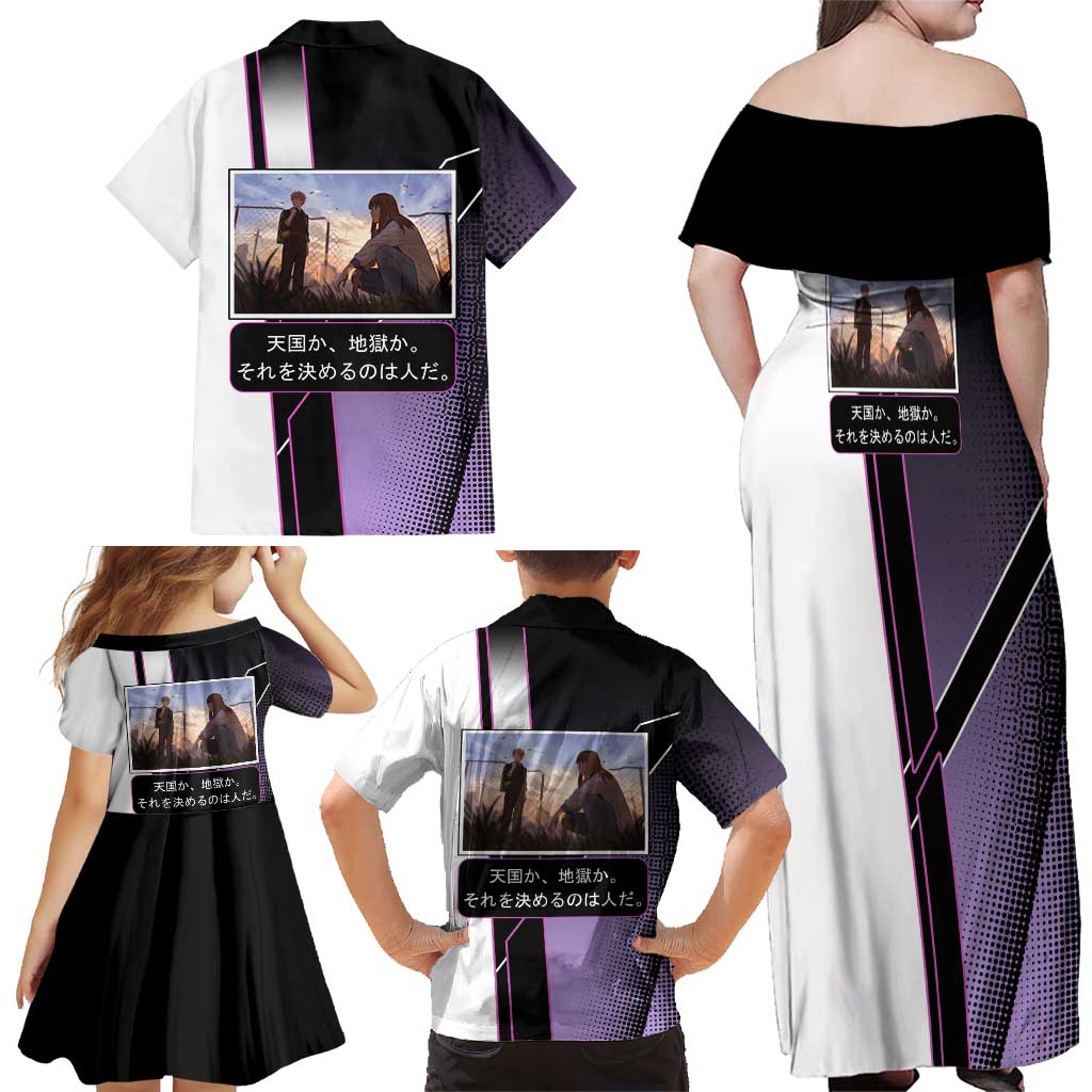 Heavenly Delusion Duo Family Matching Off Shoulder Maxi Dress and Hawaiian Shirt Post-Apocalyptic Manga Style