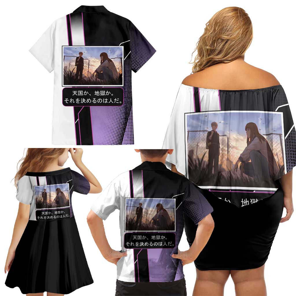 Heavenly Delusion Duo Family Matching Off Shoulder Short Dress and Hawaiian Shirt Post-Apocalyptic Manga Style