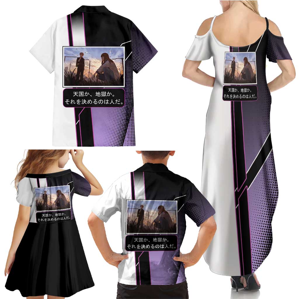 Heavenly Delusion Duo Family Matching Summer Maxi Dress and Hawaiian Shirt Post-Apocalyptic Manga Style