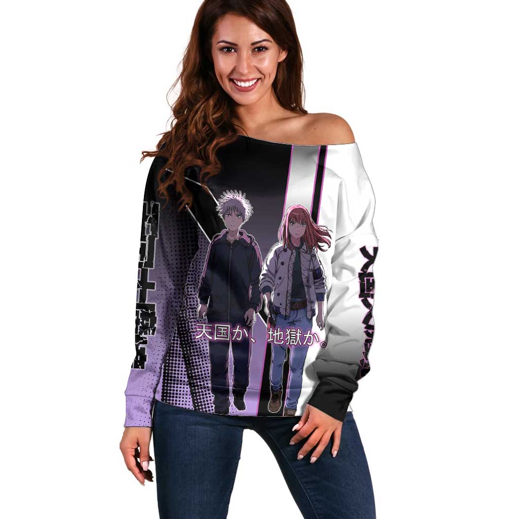 Heavenly Delusion Duo Off Shoulder Sweater Post-Apocalyptic Manga Style