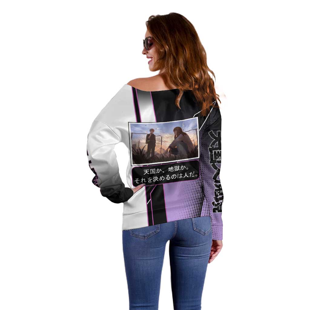 Heavenly Delusion Duo Off Shoulder Sweater Post-Apocalyptic Manga Style