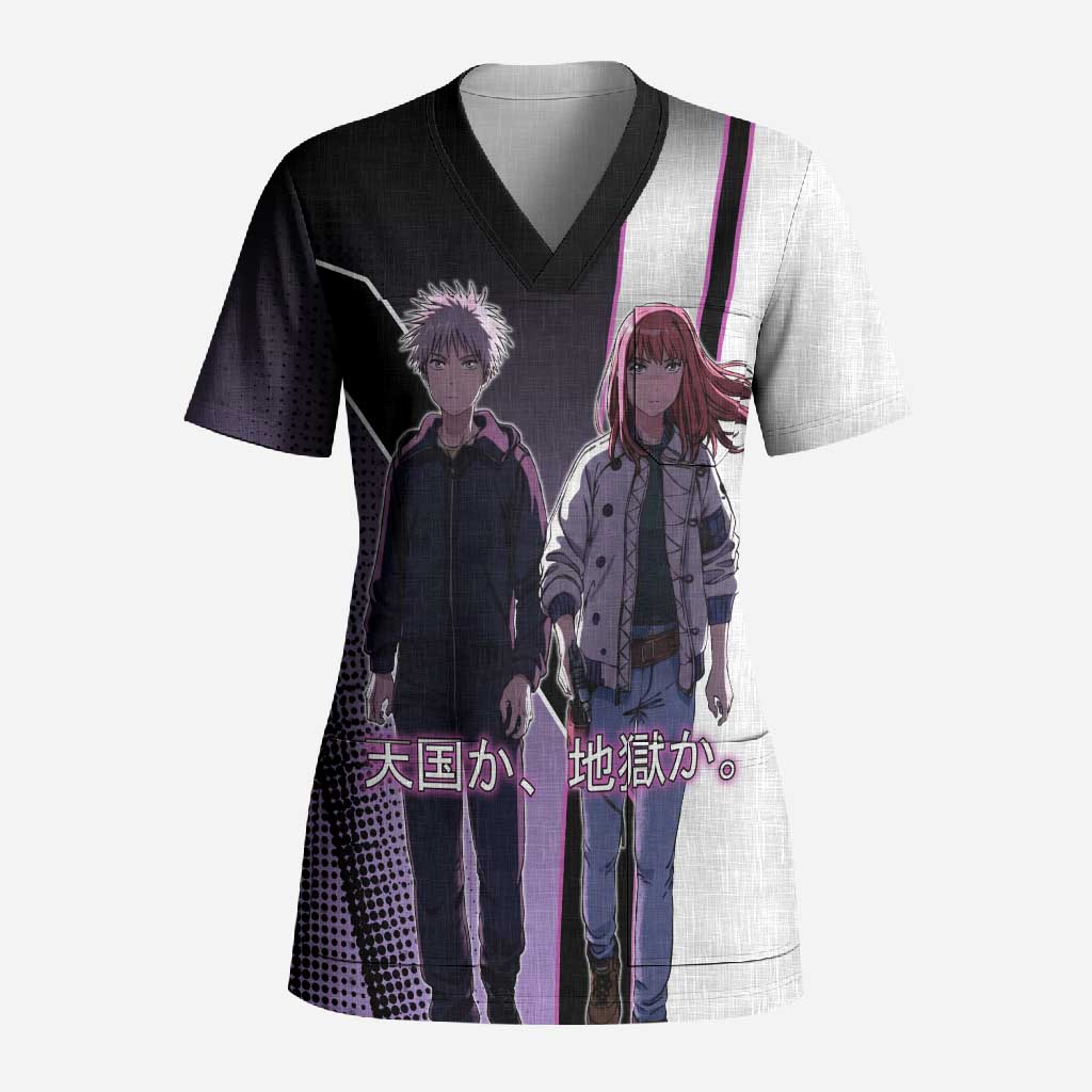 Heavenly Delusion Duo Scrub Top Post-Apocalyptic Manga Style