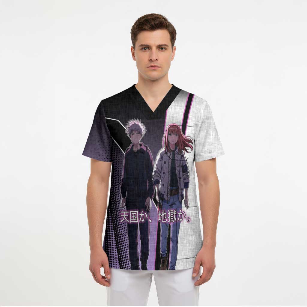 Heavenly Delusion Duo Scrub Top Post-Apocalyptic Manga Style