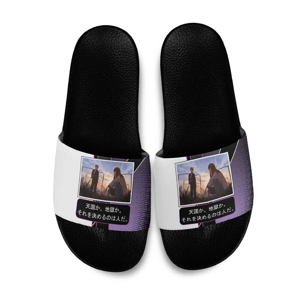 Heavenly Delusion Duo Slide Sandals Post-Apocalyptic Manga Style
