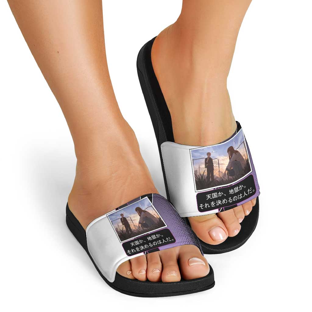 Heavenly Delusion Duo Slide Sandals Post-Apocalyptic Manga Style