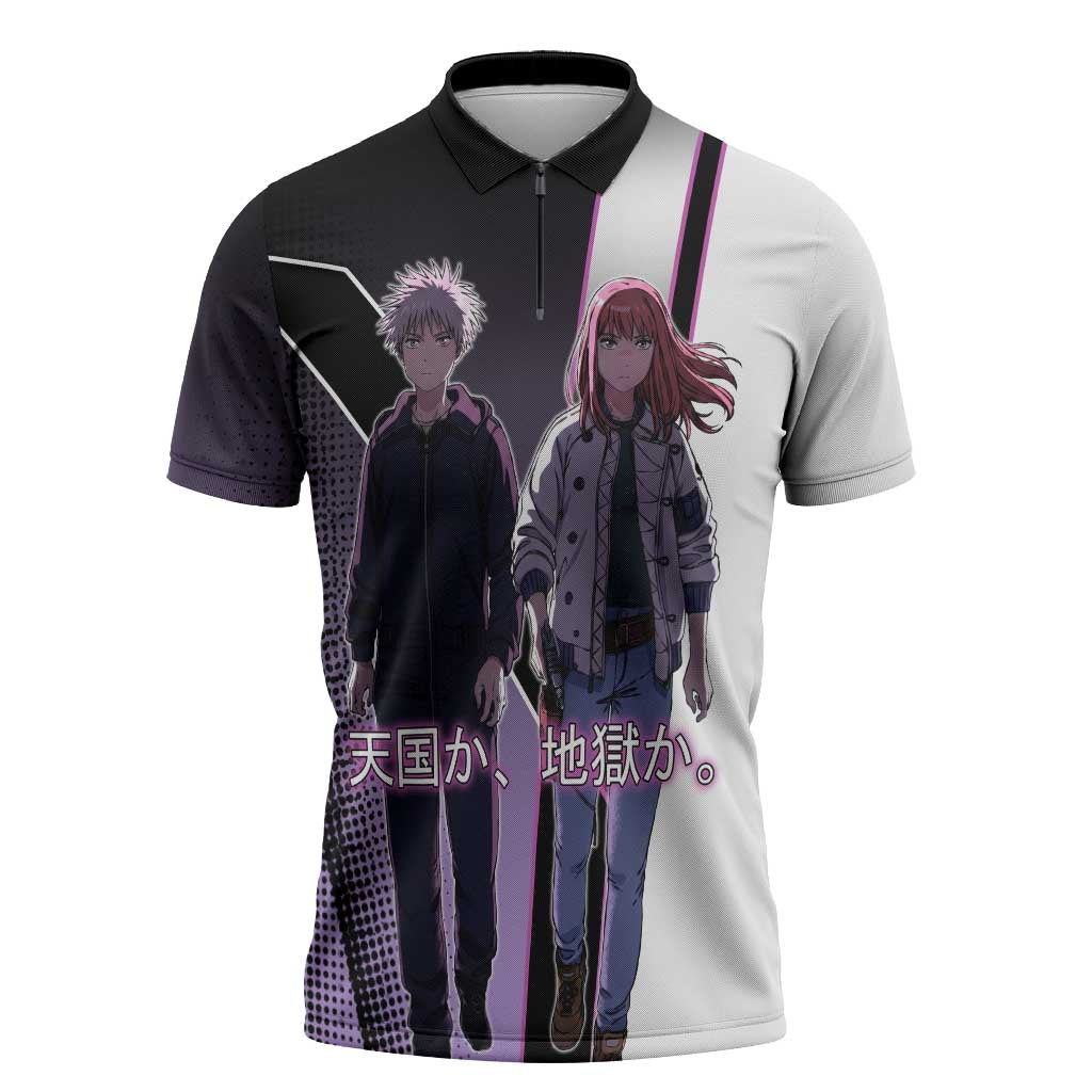 Heavenly Delusion Duo Zipper Polo Shirt Post-Apocalyptic Manga Style