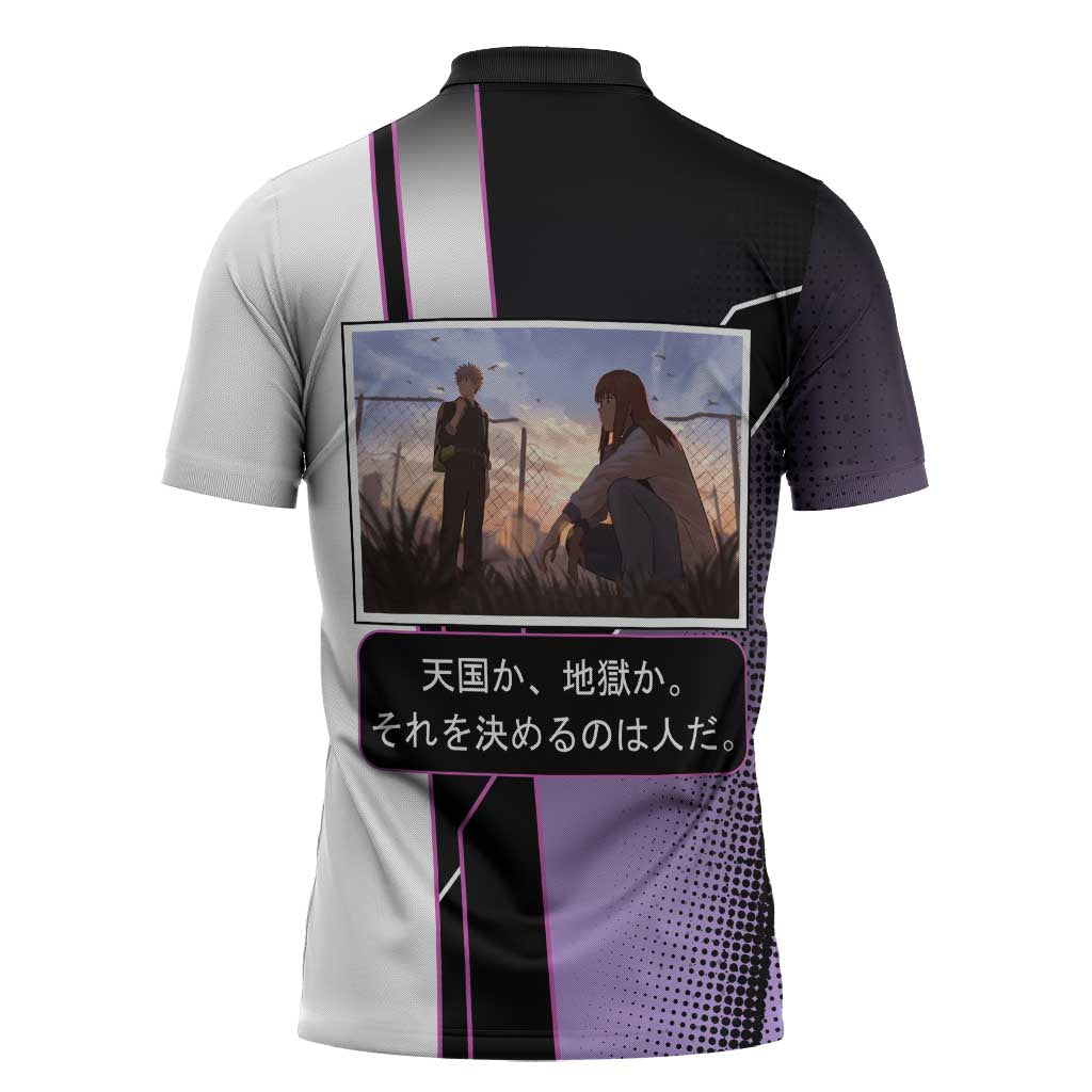 Heavenly Delusion Duo Zipper Polo Shirt Post-Apocalyptic Manga Style