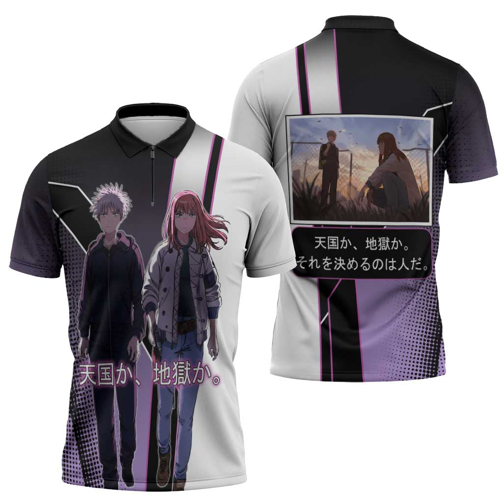 Heavenly Delusion Duo Zipper Polo Shirt Post-Apocalyptic Manga Style
