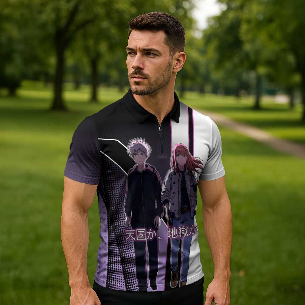 Heavenly Delusion Duo Zipper Polo Shirt Post-Apocalyptic Manga Style