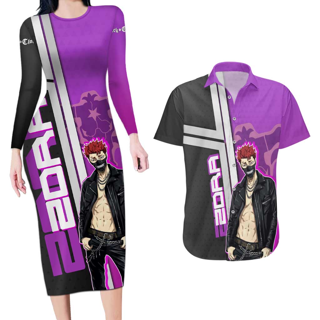 Zora Ideale Couples Matching Long Sleeve Bodycon Dress and Hawaiian Shirt Punk Anime Streetwear Style
