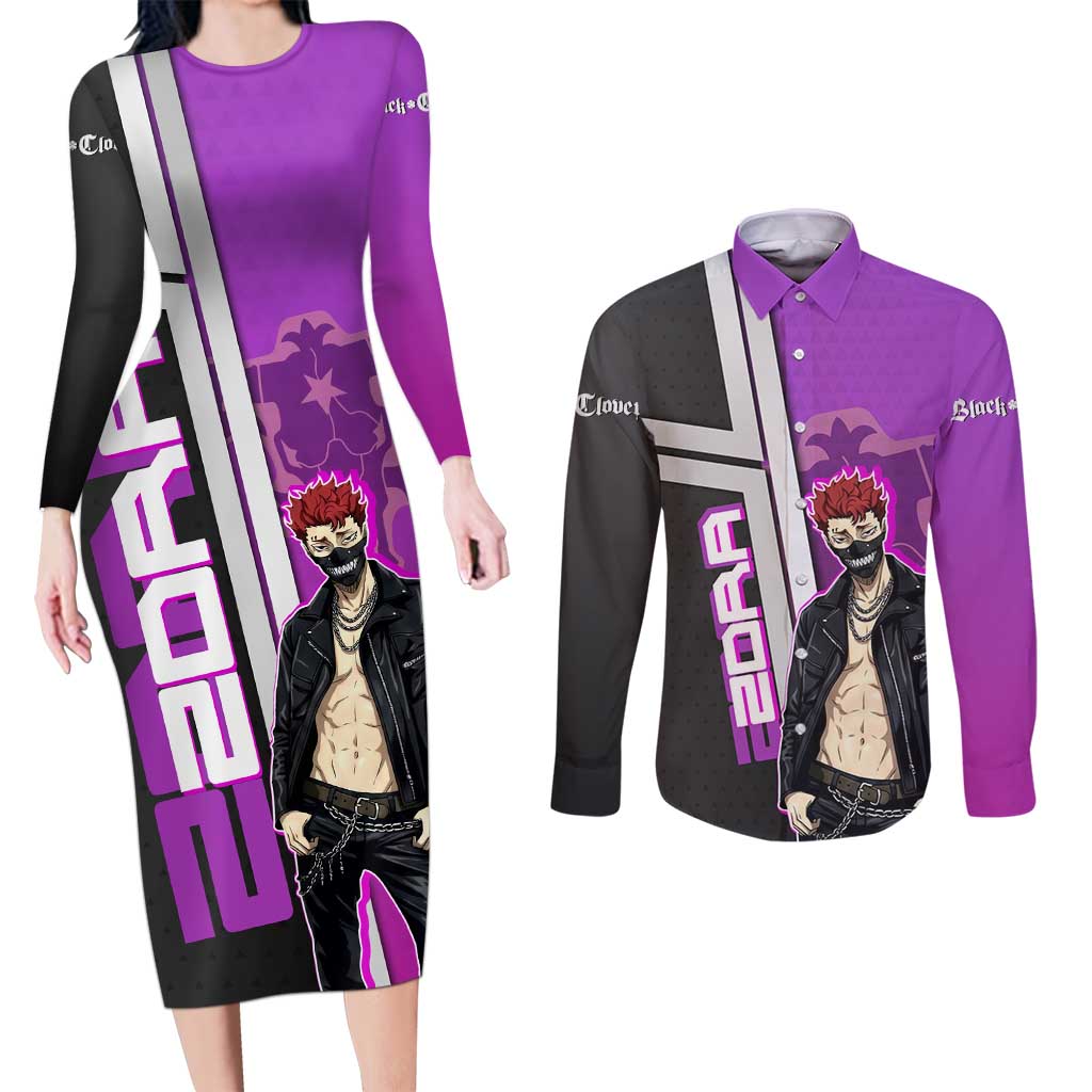 Zora Ideale Couples Matching Long Sleeve Bodycon Dress and Long Sleeve Button Shirt Punk Anime Streetwear Style