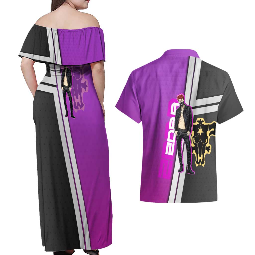 Zora Ideale Couples Matching Off Shoulder Maxi Dress and Hawaiian Shirt Punk Anime Streetwear Style