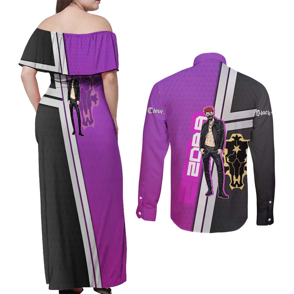 Zora Ideale Couples Matching Off Shoulder Maxi Dress and Long Sleeve Button Shirt Punk Anime Streetwear Style