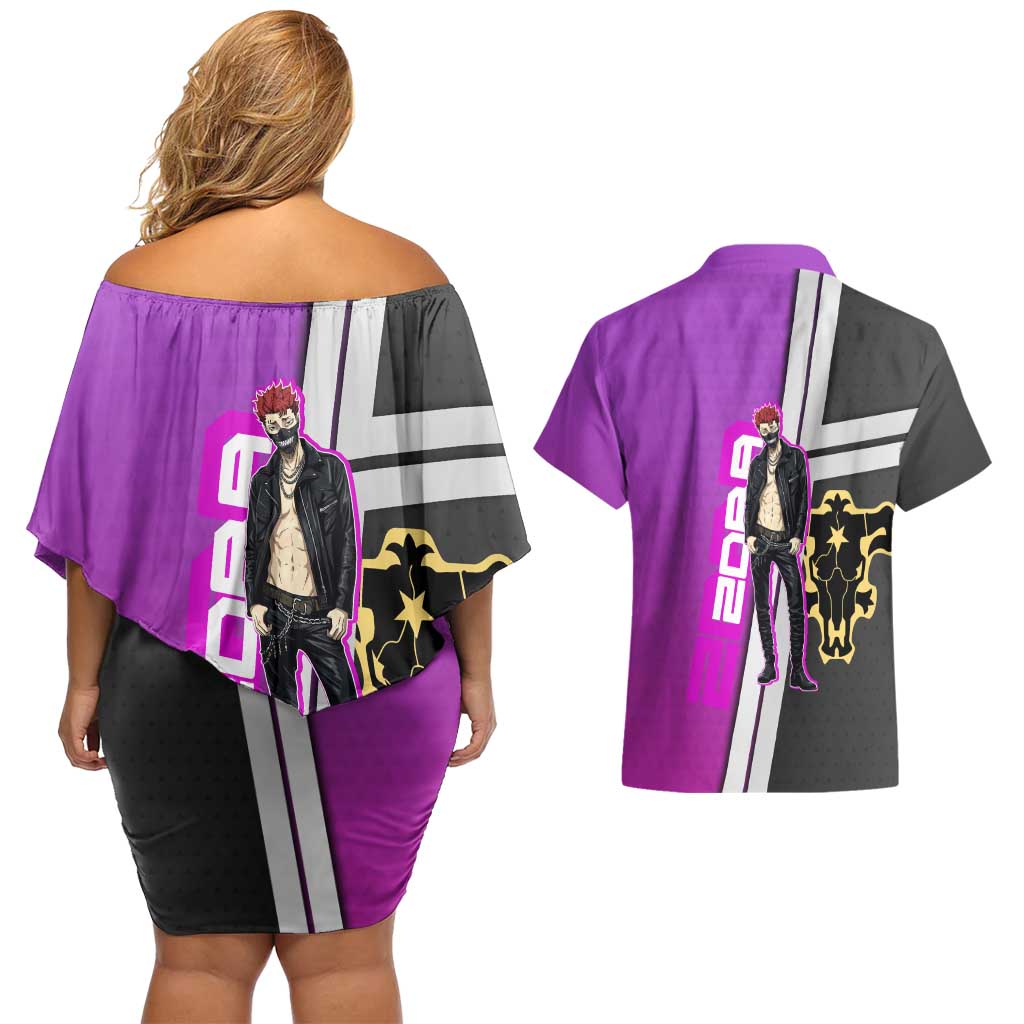 Zora Ideale Couples Matching Off Shoulder Short Dress and Hawaiian Shirt Punk Anime Streetwear Style