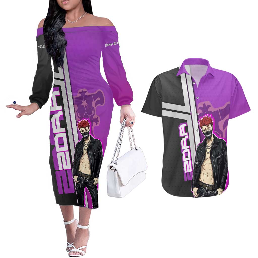Zora Ideale Couples Matching Off The Shoulder Long Sleeve Dress and Hawaiian Shirt Punk Anime Streetwear Style