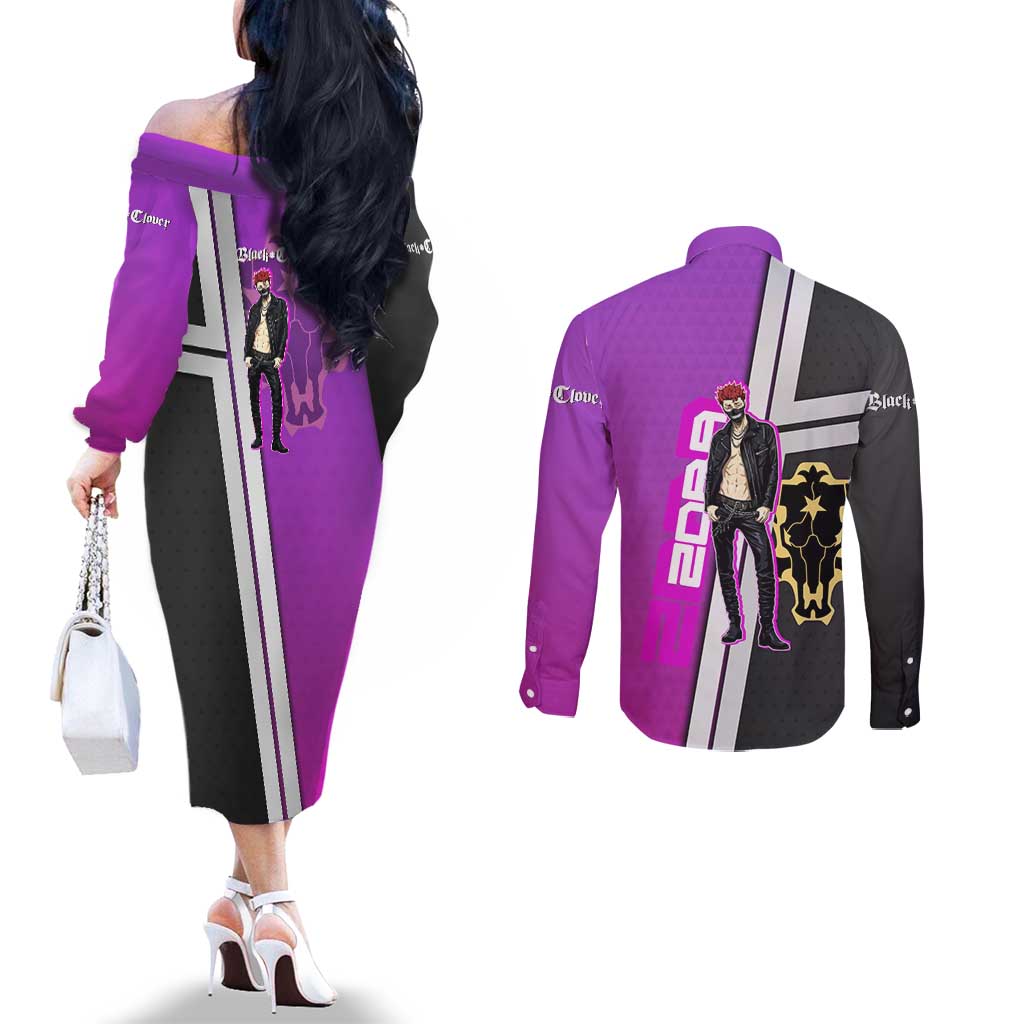 Zora Ideale Couples Matching Off The Shoulder Long Sleeve Dress and Long Sleeve Button Shirt Punk Anime Streetwear Style