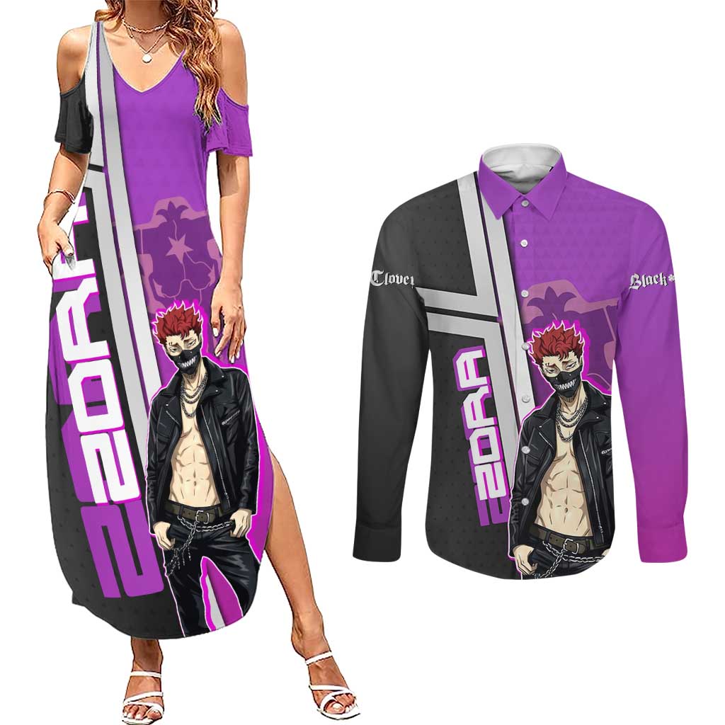 Zora Ideale Couples Matching Summer Maxi Dress and Long Sleeve Button Shirt Punk Anime Streetwear Style