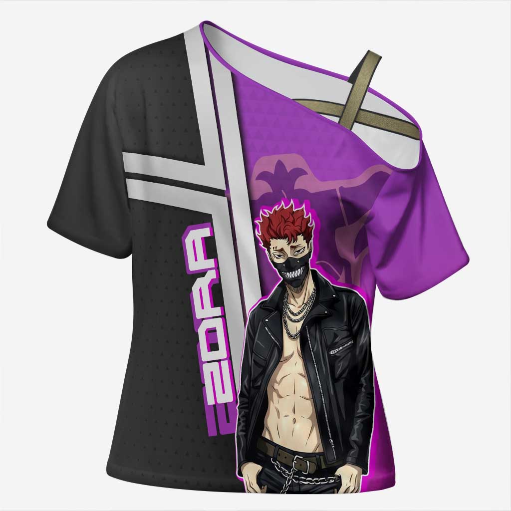 Zora Ideale Cross Shoulder Shirt Punk Anime Streetwear Style