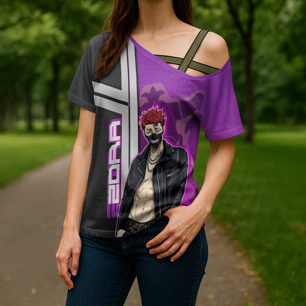 Zora Ideale Cross Shoulder Shirt Punk Anime Streetwear Style