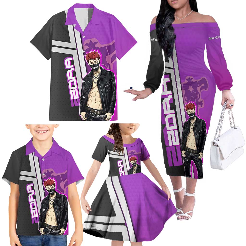 Zora Ideale Family Matching Off The Shoulder Long Sleeve Dress and Hawaiian Shirt Punk Anime Streetwear Style