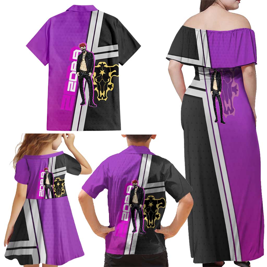 Zora Ideale Family Matching Off Shoulder Maxi Dress and Hawaiian Shirt Punk Anime Streetwear Style