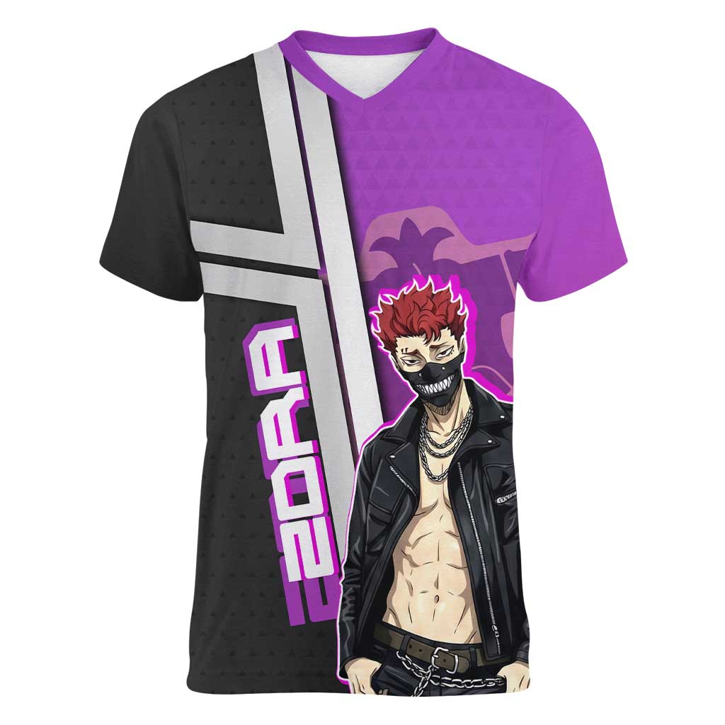 Zora Ideale Women V-Neck T-Shirt Punk Anime Streetwear Style