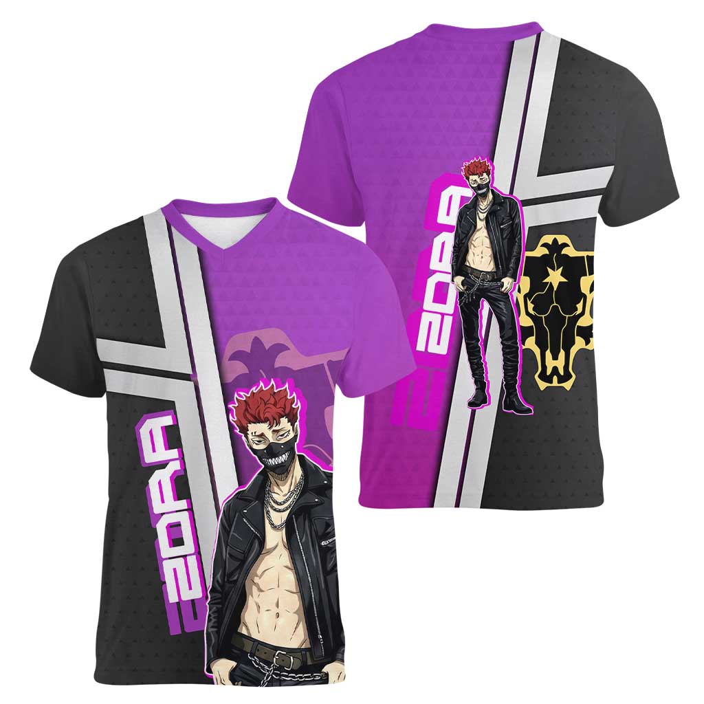 Zora Ideale Women V-Neck T-Shirt Punk Anime Streetwear Style