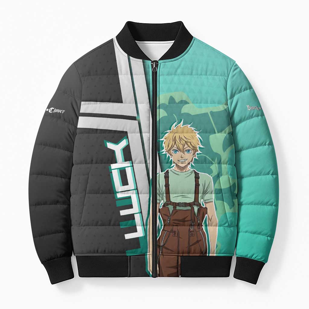 Black Clover Luck Voltia Bomber Puffer Jacket Modern Anime Poster Style