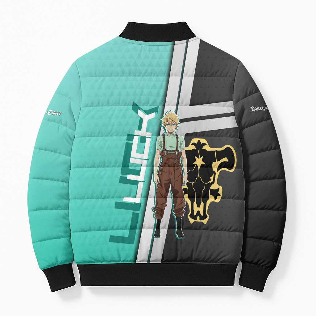 Black Clover Luck Voltia Bomber Puffer Jacket Modern Anime Poster Style