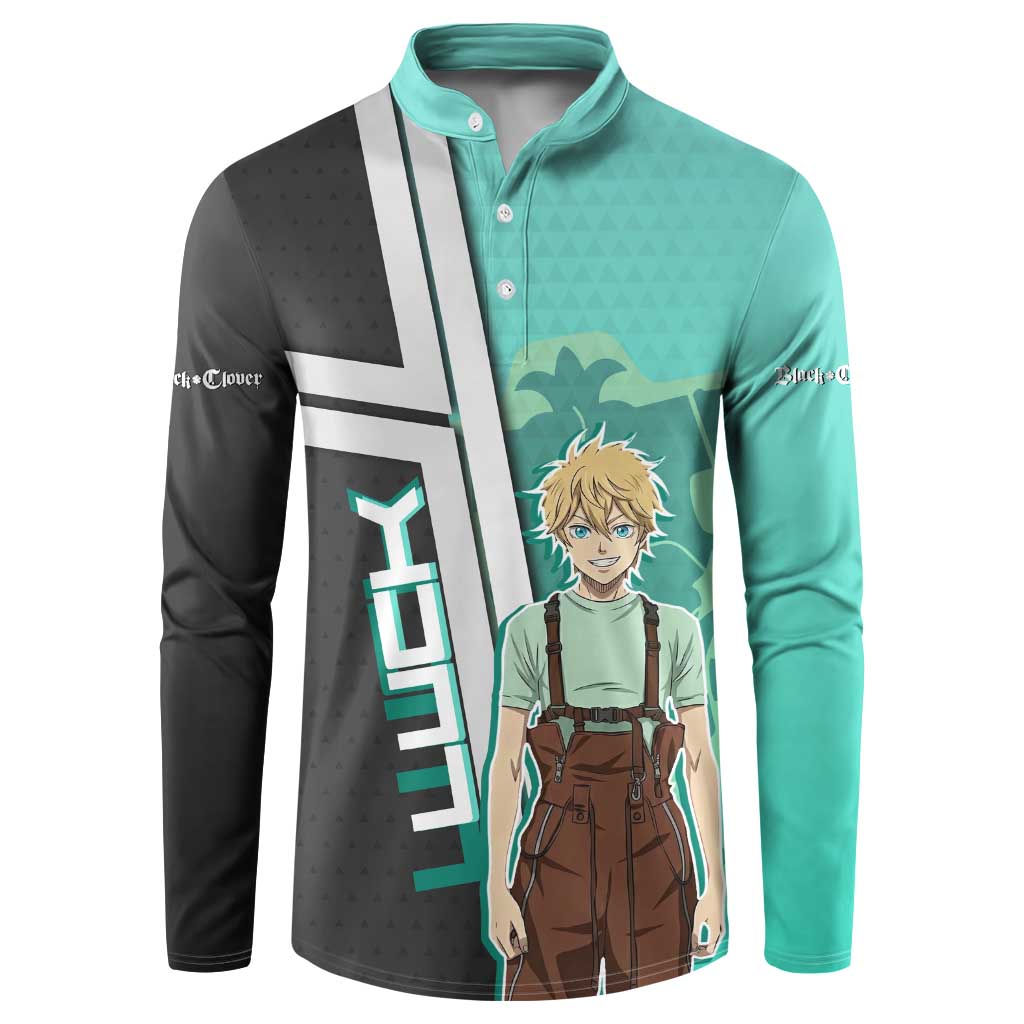 Black Clover Luck Voltia Button Sweatshirt Modern Anime Poster Style