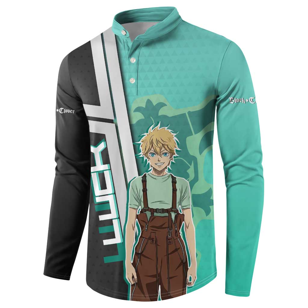 Black Clover Luck Voltia Button Sweatshirt Modern Anime Poster Style