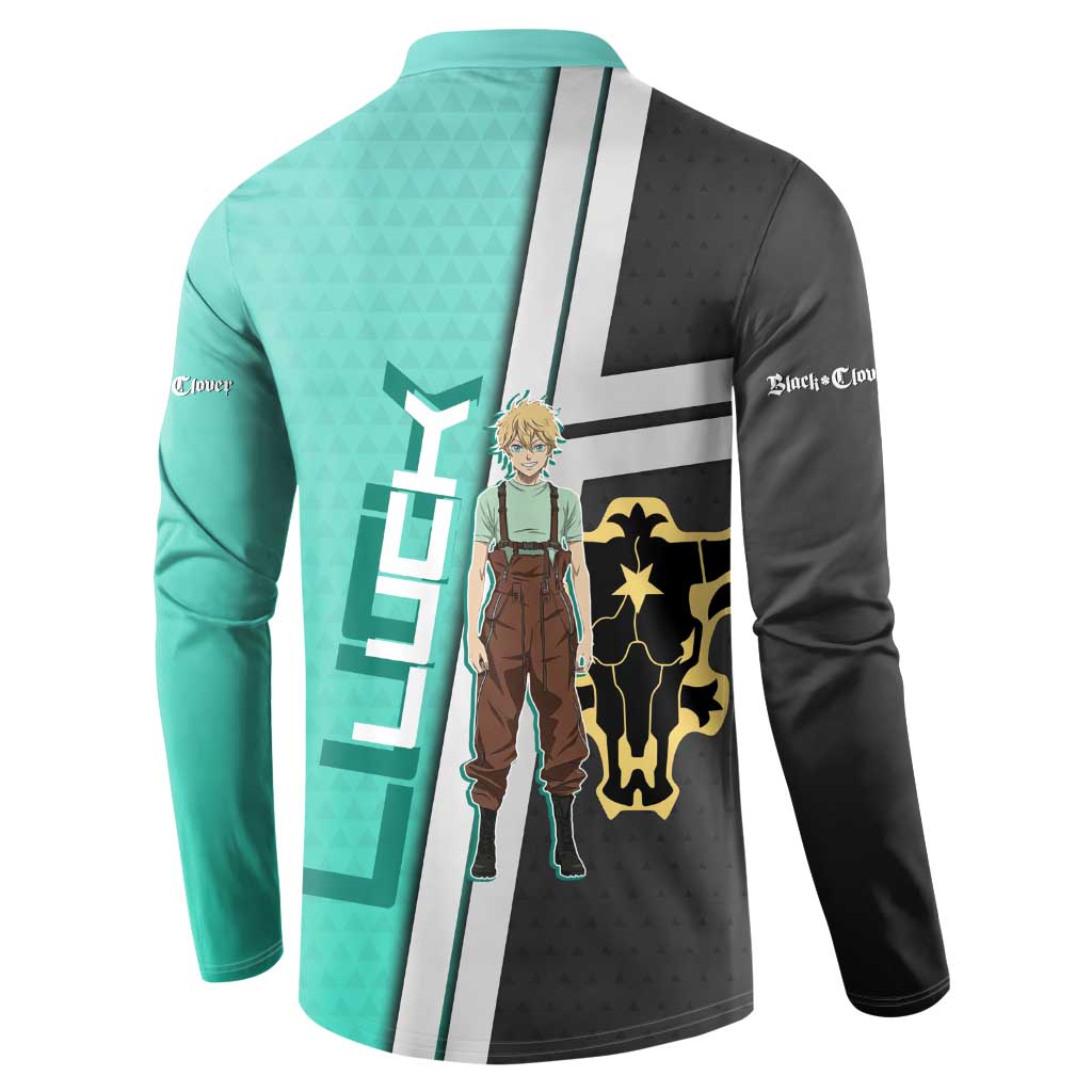 Black Clover Luck Voltia Button Sweatshirt Modern Anime Poster Style