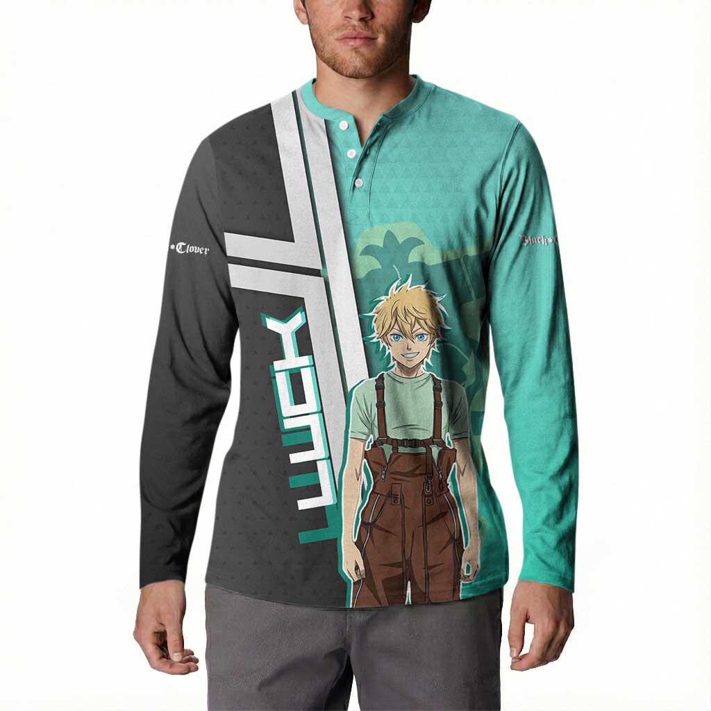 Black Clover Luck Voltia Button Sweatshirt Modern Anime Poster Style