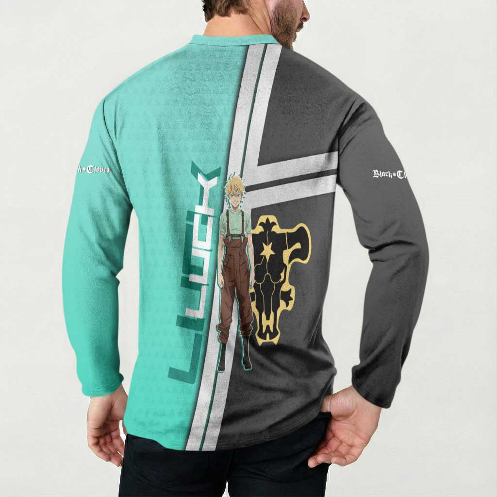 Black Clover Luck Voltia Button Sweatshirt Modern Anime Poster Style