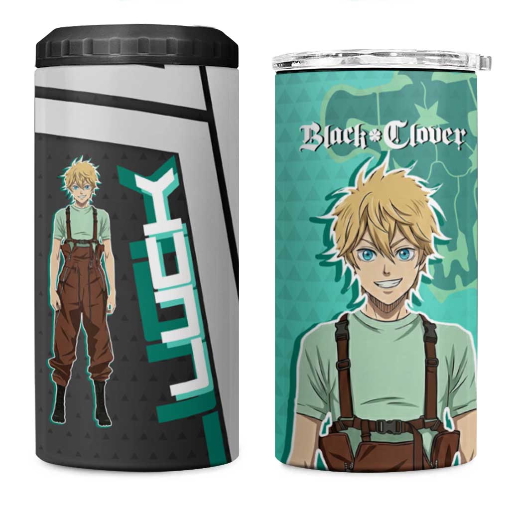 Black Clover Luck Voltia 4 in 1 Can Cooler Tumbler Modern Anime Poster Style