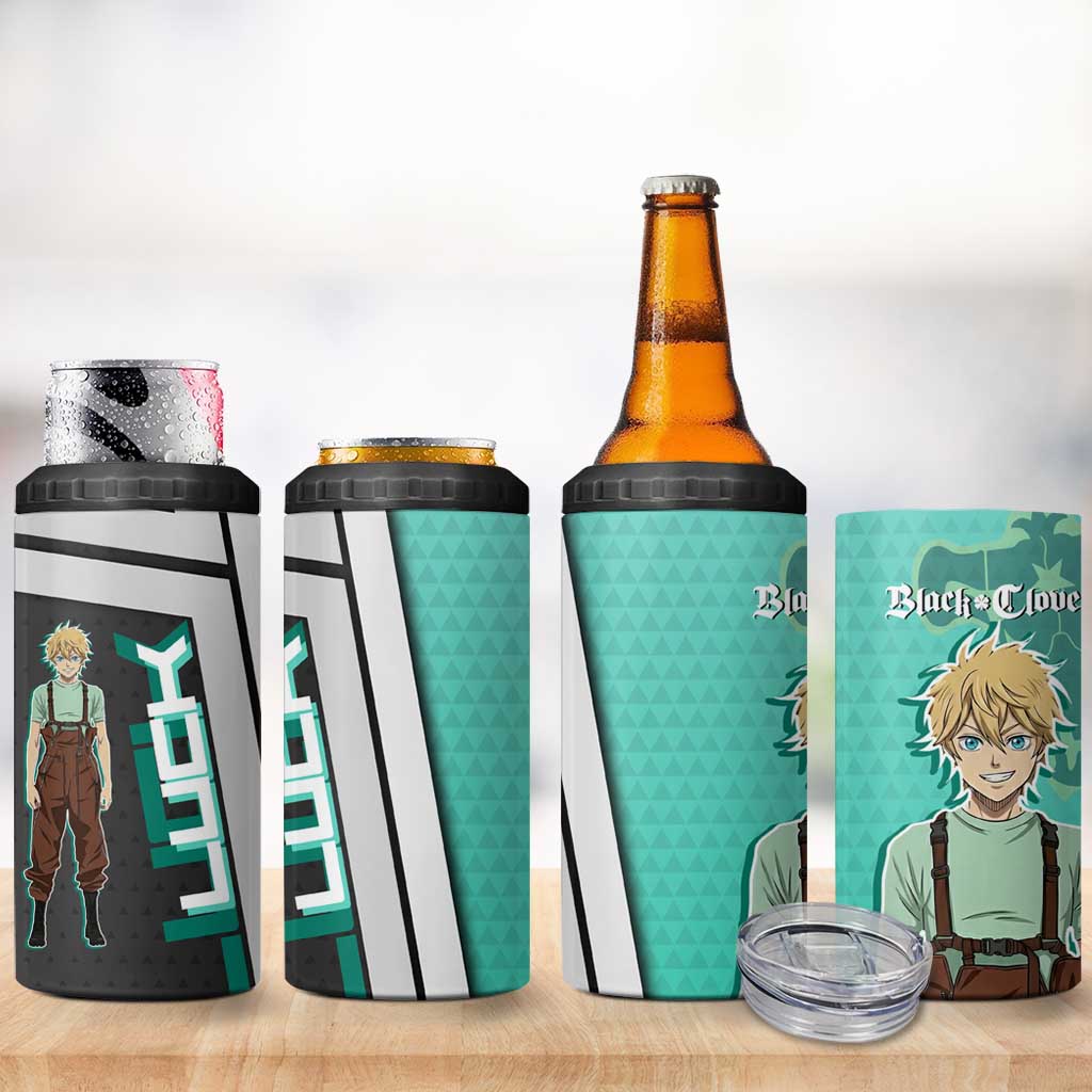 Black Clover Luck Voltia 4 in 1 Can Cooler Tumbler Modern Anime Poster Style
