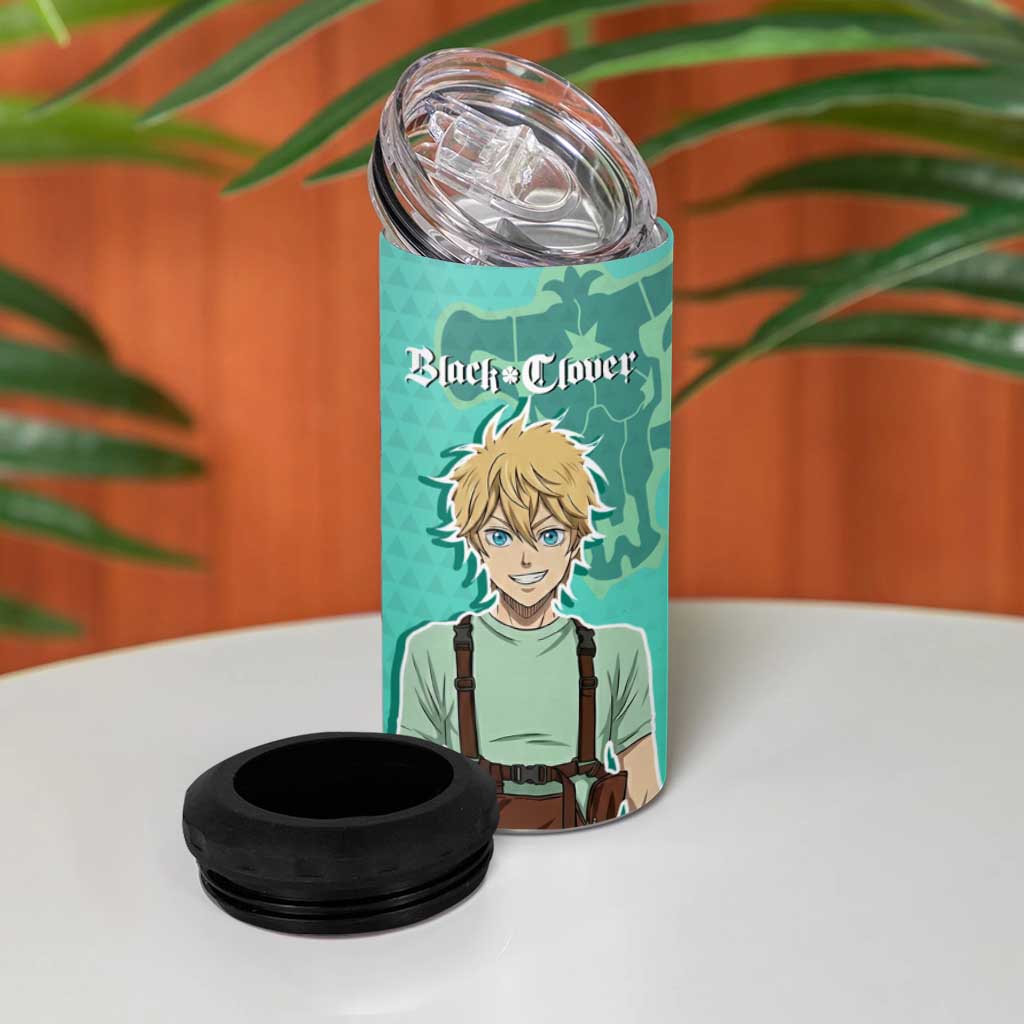 Black Clover Luck Voltia 4 in 1 Can Cooler Tumbler Modern Anime Poster Style