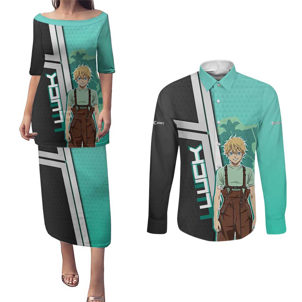 Black Clover Luck Voltia Couples Matching Puletasi and Long Sleeve Button Shirt Modern Anime Poster Style