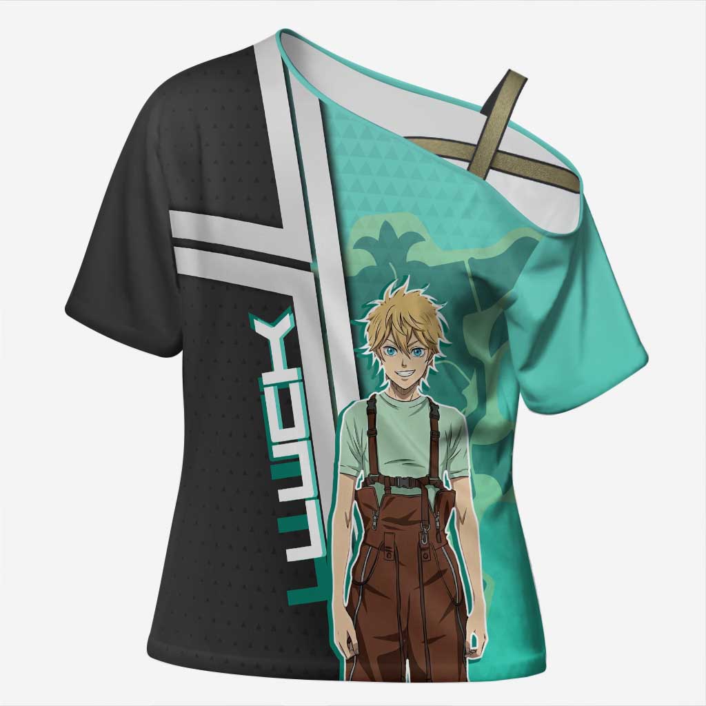 Black Clover Luck Voltia Cross Shoulder Shirt Modern Anime Poster Style
