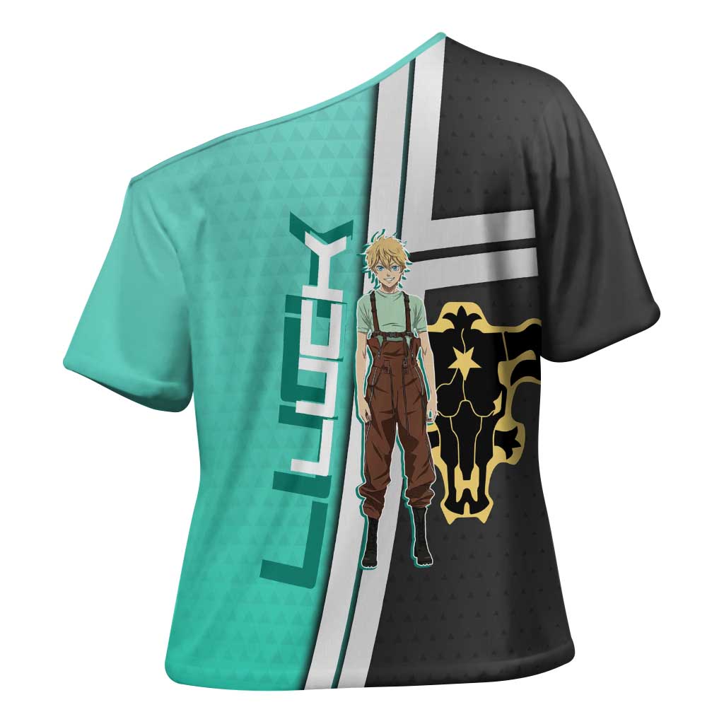 Black Clover Luck Voltia Cross Shoulder Shirt Modern Anime Poster Style