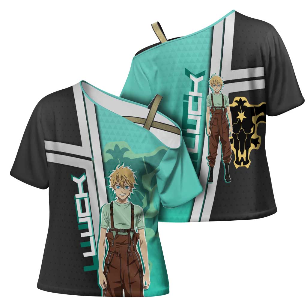 Black Clover Luck Voltia Cross Shoulder Shirt Modern Anime Poster Style