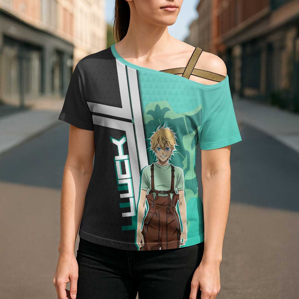 Black Clover Luck Voltia Cross Shoulder Shirt Modern Anime Poster Style
